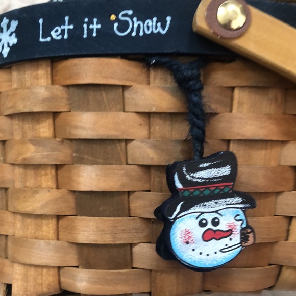 Set of 2 handled nested baskets, snowman charms and ceramic handles - New - Picture 5 of 16